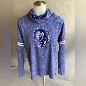 Sm NFL LA Rams dri fit long sleeve cow neck shirt Ram logo with oversized neck